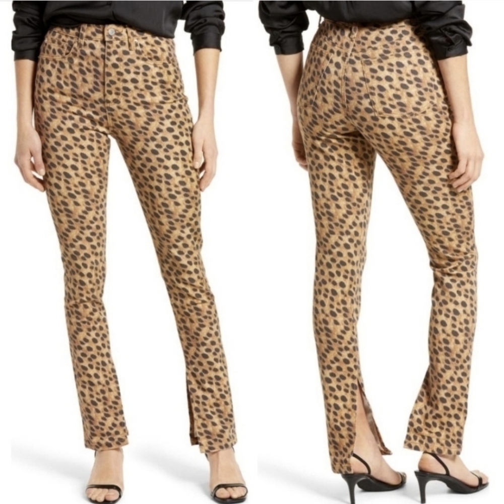 WeWoreWhat Stiletto Slit Cheetah Brown Print Jeans Holiday Size 29